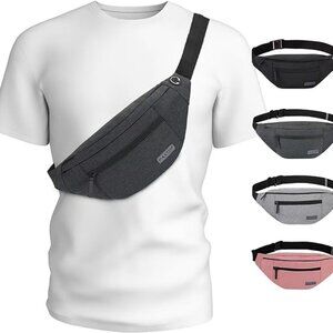 Large Crossbody Fanny Pack with 4-Zipper Pockets